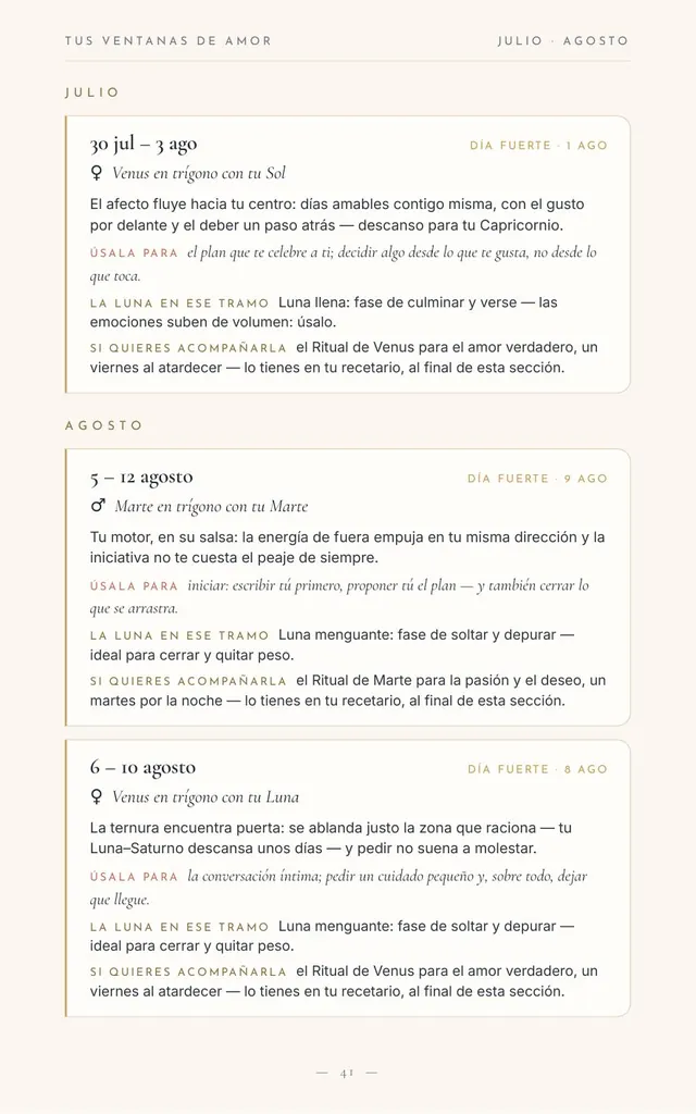Tarjetas de ventanas de los meses siguientes